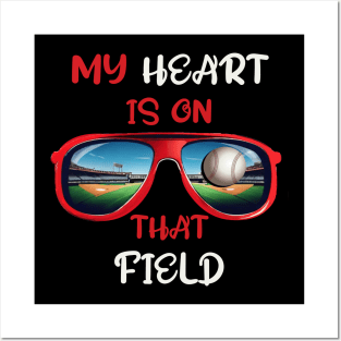 Baseball Mom My Heart Is On That Field Posters and Art